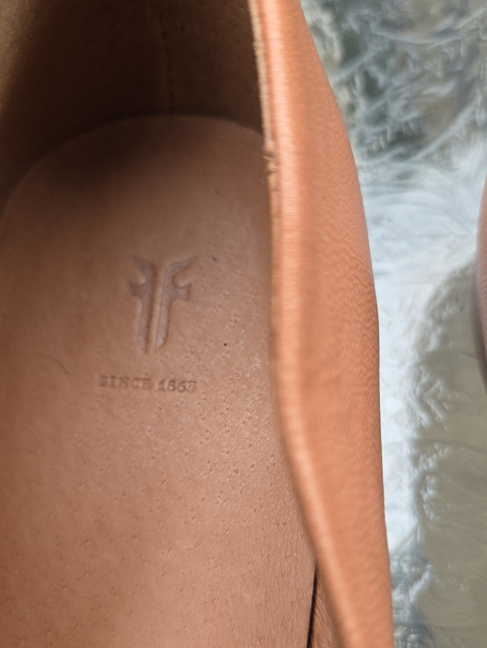 Frye Dana Sweetheart Ballet Flat Cognac Leather Square Toe Slipon Shoes Size 8.5 - Picture 3 of 11